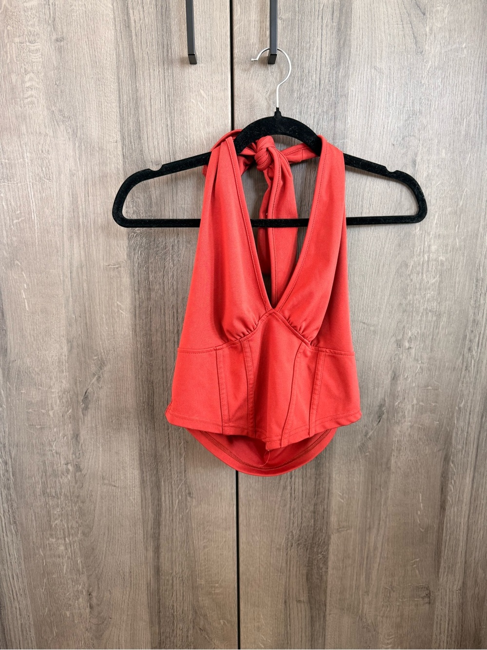 Red Halter Peplum Tank Top - Women's